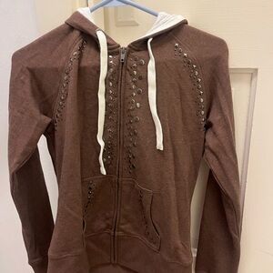 Ariat Brown Studded Zip-Up Hoodie